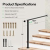 image:imageVIVOSUN Outdoor Handrail 54 x 36 Fits 14 Steps Wrought Iron Stair Railing with Curved Ends OneStep Assembly BlackBlack