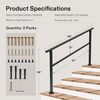 image:imageVIVOSUN Outdoor Handrail 54 x 36 Fits 14 Steps Wrought Iron Stair Railing with Curved Ends OneStep Assembly BlackBlack