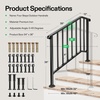 image:imageVIVOSUN Outdoor Handrail 54 x 36 Fits 14 Steps Wrought Iron Stair Railing with Curved Ends OneStep Assembly BlackBlack