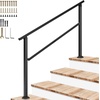 image:imageVIVOSUN Outdoor Handrail 54 x 36 Fits 14 Steps Wrought Iron Stair Railing with Curved Ends OneStep Assembly BlackBlack