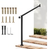 image:imageVIVOSUN Outdoor Handrail 54 x 36 Fits 14 Steps Wrought Iron Stair Railing with Curved Ends OneStep Assembly BlackBlack