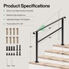 image:imageVIVOSUN Outdoor Handrail 54 x 36 Fits 14 Steps Wrought Iron Stair Railing with Curved Ends OneStep Assembly BlackBlack