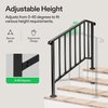 image:imageVIVOSUN Outdoor Handrail 54 x 36 Fits 14 Steps Wrought Iron Stair Railing with Curved Ends OneStep Assembly BlackBlack