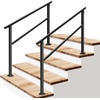 image:imageVIVOSUN Outdoor Handrail 54 x 36 Fits 14 Steps Wrought Iron Stair Railing with Curved Ends OneStep Assembly BlackBlack