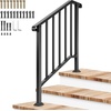 image:imageVIVOSUN Outdoor Handrail 54 x 36 Fits 14 Steps Wrought Iron Stair Railing with Curved Ends OneStep Assembly BlackBlack
