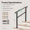 image:imageVIVOSUN Outdoor Handrail 54 x 36 Fits 14 Steps Wrought Iron Stair Railing with Curved Ends OneStep Assembly BlackBlack