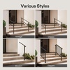 image:imageVIVOSUN Outdoor Handrail 54 x 36 Fits 14 Steps Wrought Iron Stair Railing with Curved Ends OneStep Assembly BlackBlack
