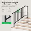 image:imageVIVOSUN Outdoor Handrail 54 x 36 Fits 14 Steps Wrought Iron Stair Railing with Curved Ends OneStep Assembly BlackBlack
