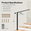 image:imageVIVOSUN Outdoor Handrail 54 x 36 Fits 14 Steps Wrought Iron Stair Railing with Curved Ends OneStep Assembly BlackBlack