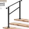 image:imageVIVOSUN Outdoor Handrail 54 x 36 Fits 14 Steps Wrought Iron Stair Railing with Curved Ends OneStep Assembly BlackBlack