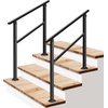 image:imageVIVOSUN Outdoor Handrail 54 x 36 Fits 14 Steps Wrought Iron Stair Railing with Curved Ends OneStep Assembly BlackBlack