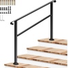 image:imageVIVOSUN Outdoor Handrail 54 x 36 Fits 14 Steps Wrought Iron Stair Railing with Curved Ends OneStep Assembly BlackBlack