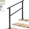 image:imageVIVOSUN Outdoor Handrail 54 x 36 Fits 14 Steps Wrought Iron Stair Railing with Curved Ends OneStep Assembly BlackBlack