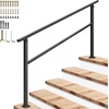 image:imageVIVOSUN Outdoor Handrail 54 x 36 Fits 14 Steps Wrought Iron Stair Railing with Curved Ends OneStep Assembly BlackBlack