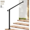 image:imageVIVOSUN Outdoor Handrail 54 x 36 Fits 14 Steps Wrought Iron Stair Railing with Curved Ends OneStep Assembly BlackBlack