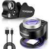 image:imageVIVOSUN 2Pack Jewelry Loupe 30X and 60X Foldable Magnifier UVLED Lights Desktop Loupe with LED amp UV Lights for Jewelry Gems Watches Coins and Stamps Black2Pack Round  Triangle Set