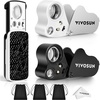 image:imageVIVOSUN 2Pack Jewelry Loupe 30X and 60X Foldable Magnifier UVLED Lights Desktop Loupe with LED amp UV Lights for Jewelry Gems Watches Coins and Stamps Black3Pack Square  Triangle Set