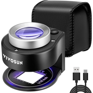 image:imageVIVOSUN 30X Rechargeable Loupe Magnifier with White LED Light and UV Light Portable Magnifying Glass with Optical Glass Lens amp Scale for Jewelry Textile Gems Stamps Coins and PlantsBlack