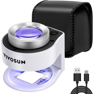 image:imageVIVOSUN 30X Rechargeable Loupe Magnifier with White LED Light and UV Light Portable Magnifying Glass with Optical Glass Lens amp Scale for Jewelry Textile Gems Stamps Coins and PlantsWhite