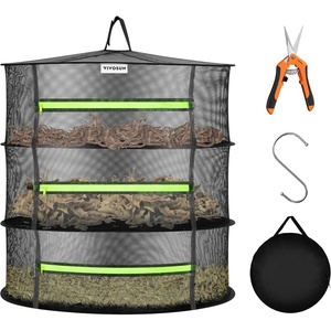 image:imageVIVOSUN 4Layer Mesh Drying Rack Hanging Design with Green Zippers for Dehydrating Indoor and Outdoor Pruning Shears Included3 Layer