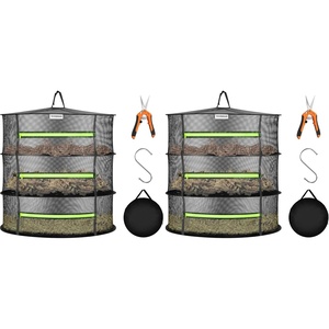 image:imageVIVOSUN 4Layer Mesh Drying Rack Hanging Design with Green Zippers for Dehydrating Indoor and Outdoor Pruning Shears Included3 Layer Pack of 2