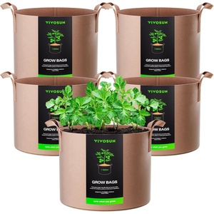 image:imageVIVOSUN 5Pack 10 Gallon Plant Grow Bags Heavy Duty Thickened Nonwoven Fabric Pots with HandlesTan