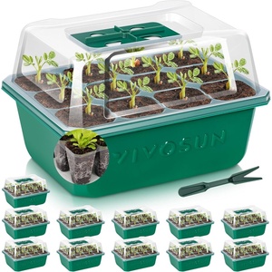 image:imageVIVOSUN 12Pack Seed Starter Trays 144Cell Seed Starter Kit with Humidity Dome Flat Reusable Plant Germination Trays with Drain Hole Green Propagation Tray for Planting Seeds12Pack 144Cell