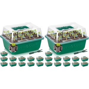 image:imageVIVOSUN 12Pack Seed Starter Trays 144Cell Seed Starter Kit with Humidity Dome Flat Reusable Plant Germination Trays with Drain Hole Green Propagation Tray for Planting Seeds24Pack 144Cell