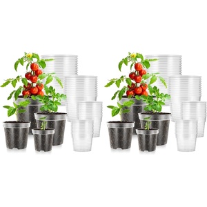 image:imageVIVOSUN 40 Packs 3456 Inch Clear Nursery Pots with Drainage Holes Reinforced Plastic Seedling Pots for Plants Flowers Cuttings and Succulents 40 pcs Plant Labels3456 Inch Pack of 2