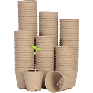 image:imageVIVOSUN Peat Pots 120 Packs 315Inch Seed Starting Pots with Drainage Holes Round Nursery Pot 20 Plant Labels for Flowers Plants Vegetables 120Pcs120