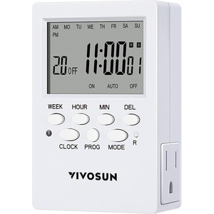 image:imageVIVOSUN 7 Day Programmable Digital Timer with Dual Outlet 20 OnOff UL Listed Heavy Duty Plugin Outlet Timer with Countdown Setting Indoor for Lamp Fan Heater Humidifiers Aquarium 2 Pack1