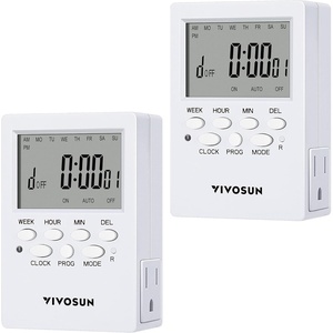 image:imageVIVOSUN 7 Day Programmable Digital Timer with Dual Outlet 20 OnOff UL Listed Heavy Duty Plugin Outlet Timer with Countdown Setting Indoor for Lamp Fan Heater Humidifiers Aquarium 2 Pack2