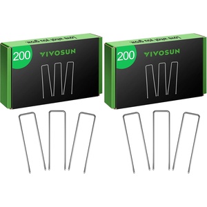 image:imageVIVOSUN 6 Inch 100Pack Landscape Staples Galvanized Steel Garden Stakes 11 Gauge UShaped Pins for Weed Barrier Fabric Soaker Hose Holding Fence200 PCS Pack of 2