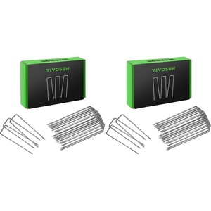 image:imageVIVOSUN 6 Inch 100Pack Landscape Staples Galvanized Steel Garden Stakes 11 Gauge UShaped Pins for Weed Barrier Fabric Soaker Hose Holding Fence50 PCS Pack of 2