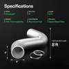 image:imageVIVOSUN Dryer Vent Hose 6 inch Aluminum Foil Ducting 8FT Long HeavyDuty Dryer Hose Vent Kit for HVAC Ventilation Exhaust Duct Fan Systems Black Flexible Air Duct w 2 ClampsSilver