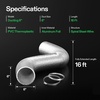 image:imageVIVOSUN Dryer Vent Hose 6 inch Aluminum Foil Ducting 8FT Long HeavyDuty Dryer Hose Vent Kit for HVAC Ventilation Exhaust Duct Fan Systems Black Flexible Air Duct w 2 ClampsSilver