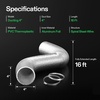 image:imageVIVOSUN Dryer Vent Hose 6 inch Aluminum Foil Ducting 8FT Long HeavyDuty Dryer Hose Vent Kit for HVAC Ventilation Exhaust Duct Fan Systems Black Flexible Air Duct w 2 ClampsSilver