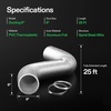 image:imageVIVOSUN Dryer Vent Hose 6 inch Aluminum Foil Ducting 8FT Long HeavyDuty Dryer Hose Vent Kit for HVAC Ventilation Exhaust Duct Fan Systems Black Flexible Air Duct w 2 ClampsSilver