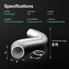 image:imageVIVOSUN Dryer Vent Hose 6 inch Aluminum Foil Ducting 8FT Long HeavyDuty Dryer Hose Vent Kit for HVAC Ventilation Exhaust Duct Fan Systems Black Flexible Air Duct w 2 ClampsSilver