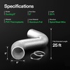 image:imageVIVOSUN Dryer Vent Hose 6 inch Aluminum Foil Ducting 8FT Long HeavyDuty Dryer Hose Vent Kit for HVAC Ventilation Exhaust Duct Fan Systems Black Flexible Air Duct w 2 ClampsSilver