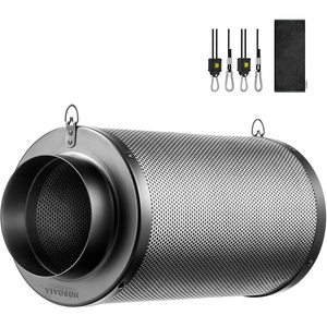 image:imageVIVOSUN 6 Inch Air Carbon Filter Smelliness Control with Australia Virgin Charcoal for Inline Fan Grow Tent Smelliniss Scrubber PreFilter Included Reversible Flange 6x 16 Black8 x 11 x 20