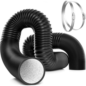 image:imageVIVOSUN Dryer Vent Hose 6 inch Aluminum Foil Ducting 8FT Long HeavyDuty Dryer Hose Vent Kit for HVAC Ventilation Exhaust Duct Fan Systems Black Flexible Air Duct w 2 ClampsBlack
