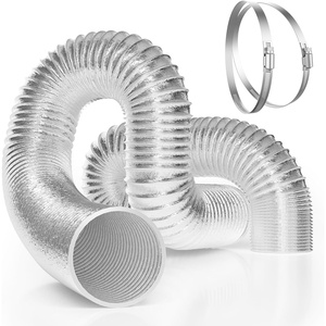 image:imageVIVOSUN Dryer Vent Hose 6 inch Aluminum Foil Ducting 8FT Long HeavyDuty Dryer Hose Vent Kit for HVAC Ventilation Exhaust Duct Fan Systems Black Flexible Air Duct w 2 ClampsSilver