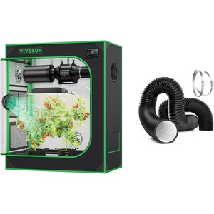 image:imageVIVOSUN S3018 30x18x36 Grow Tent and Dryer Vent Hose 4 inch Aluminum Foil Ducting 8FT Long HeavyDuty Dryer Hose Vent Kit for HVAC Ventilation Exhaust Duct Fan Systems Black Flexible Air Duct