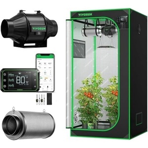 image:imageVIVOSUN S336 3x3 Grow Tent AeroZesh T4 Inline Duct Fan Quiet 4 210 CFM Ventilation Exhaust Fan wEC Motor and GrowHub E42A 4 Inch Air Carbon Filter Smelliness Control