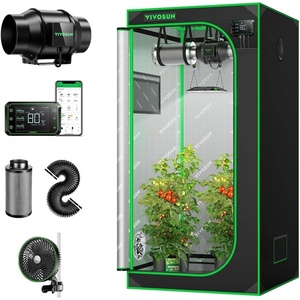 image:imageVIVOSUN S448 4x4 Grow Tent Smart Air Filtration PRO T6 Kit 6 AeroZesh T6 Inline Duct Fan wGrowHub E42A Temp Humidity WiFiController Carbon Filter amp Ducting AeroWave E6 Grow Tent Fan 6