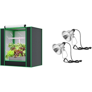 image:imageVIVOSUN Small Grow Tent for Aerogarden and 2Pack Clamp Lamp Light with Detachable 55 Inch Aluminum Reflector up to 60W E26 Socket No Bulb Included 6 Feet Cord UL Listed