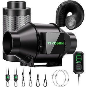 image:imageVIVOSUN Smart Air Filtration G8 Kit 8 AeroZesh G8 Inline Duct Fan with E12 Speed Controller Carbon Filter amp 25 Ducting Cooling amp Ventilation System for Grow Tents Indoor Gardening HydroponicsBlackGreen Blades