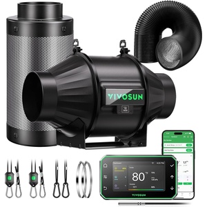 image:imageVIVOSUN Smart Air Filtration PRO G8 Kit 8 AeroZesh G8 Inline Duct Fan wGrowHub E42A Temp Humidity WiFiController Carbon Filter amp Ducting Cooling amp Ventilation System for Grow Tent Hydroponics4 Pro