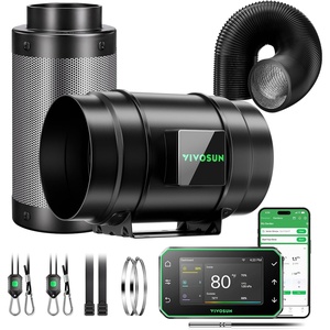image:imageVIVOSUN Smart Air Filtration PRO G8 Kit 8 AeroZesh G8 Inline Duct Fan wGrowHub E42A Temp Humidity WiFiController Carbon Filter amp Ducting Cooling amp Ventilation System for Grow Tent Hydroponics8 Basic